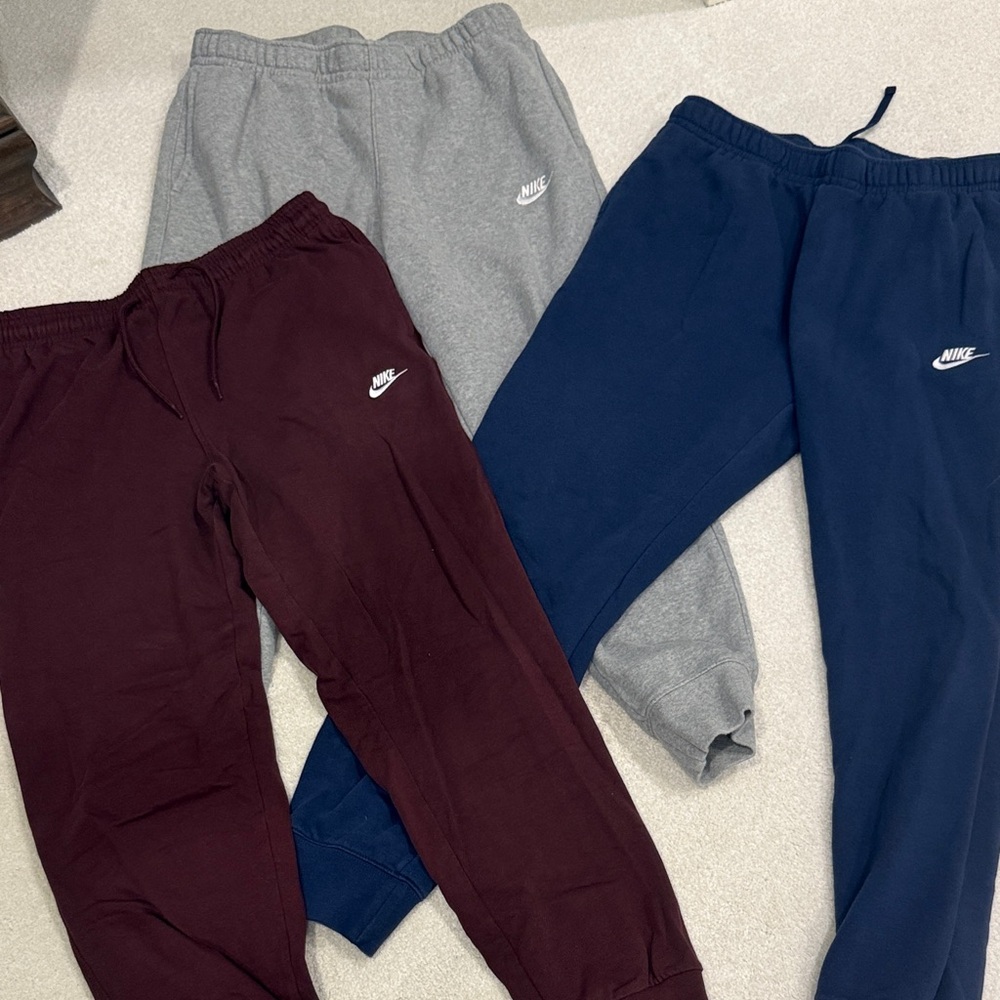 Nike Men’s Jogger Pants - Gray, Navy, and Maroon